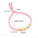 Pink G A Letter Stars Heart Cylinder Soft Bracelets Stainless Steel For Women