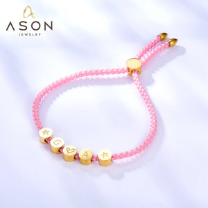 Pink G A Letter Stars Heart Cylinder Soft Bracelets Stainless Steel For Women