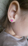 Pink Heart Screw Stud Earring Stainless Steel for Women/Girl/Child