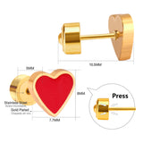 Pink Heart Screw Stud Earring Stainless Steel for Women/Girl/Child