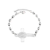Religious Stainless Steel Beaded Bracelet Bangle