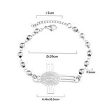 Religious Stainless Steel Beaded Bracelet Bangle