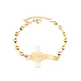 Religious Stainless Steel Beaded Bracelet Bangle