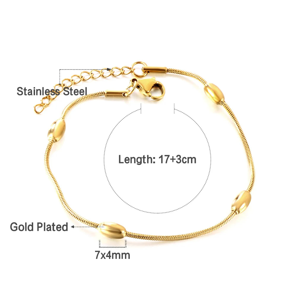 Oval Link Chain Bracelet Stainless Steel Women's Jewelry