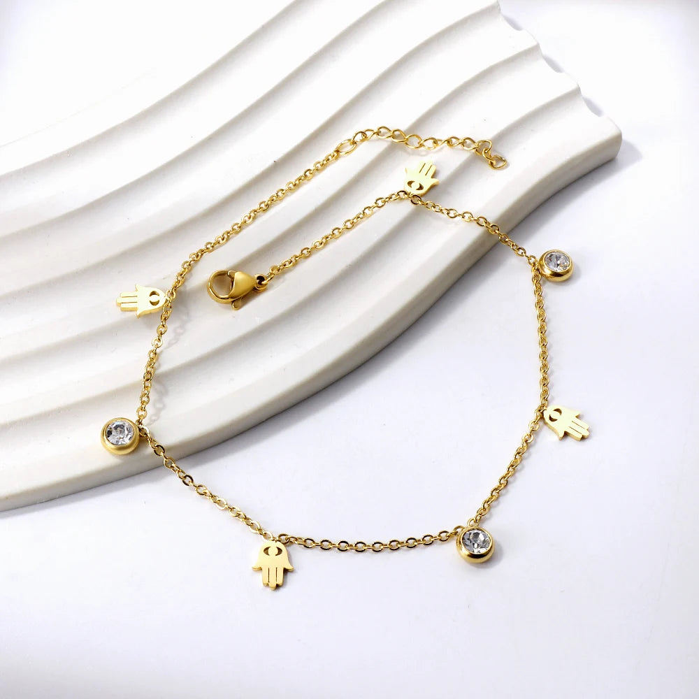 Stainless Steel Crown Tree CZ Bracelet Bangle Women