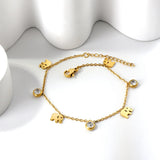 Stainless Steel Crown Tree CZ Bracelet Bangle Women