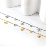 Stainless Steel Chains Bracelets with Cubic Zirconia Eyes Heart Charm