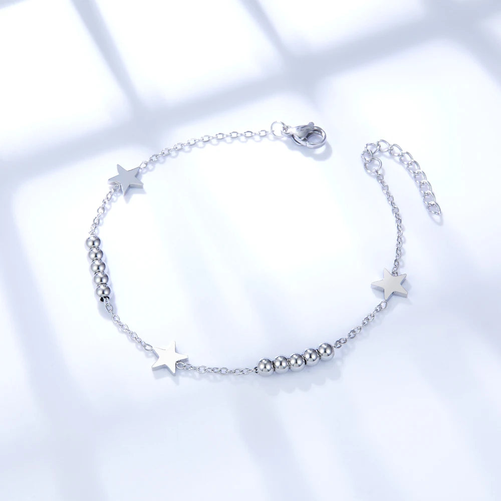 Stars Beads Accessories Link Chain Bracelets Stainless Steel For Women Summer