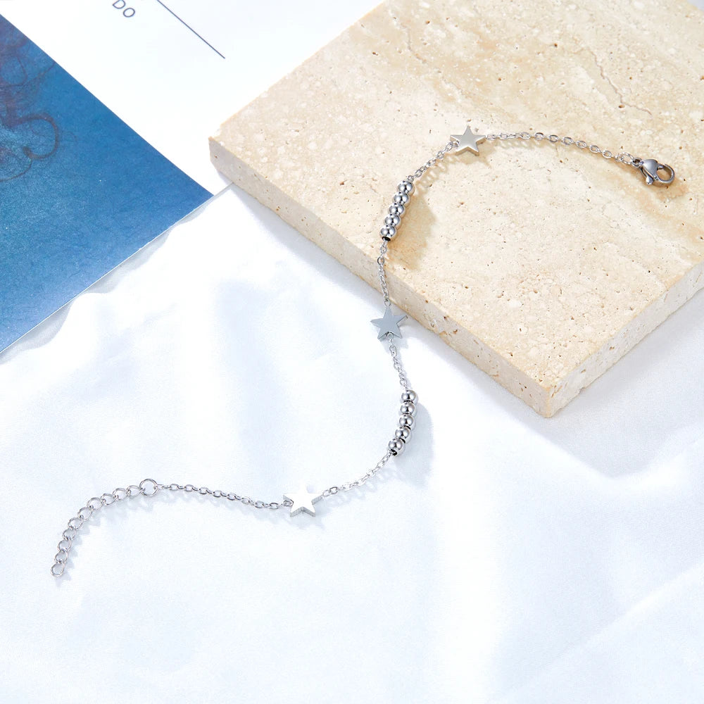 Stars Beads Accessories Link Chain Bracelets Stainless Steel For Women Summer