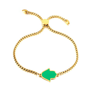 Adjustable Green Palm Link Chain Bracelet Stainless Steel