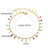 Colorful Oval Beads Charm Tassels Bracelet Stainless Steel