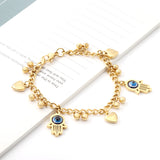 Evil Eyes Plam Mixed Link Chain Bracelets for Women