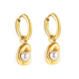 Pearl Stainless Steel Hoops Earrings Piercing Jewelry For Women