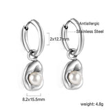 Pearl Stainless Steel Hoops Earrings Piercing Jewelry For Women