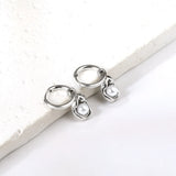 Pearl Stainless Steel Hoops Earrings Piercing Jewelry For Women