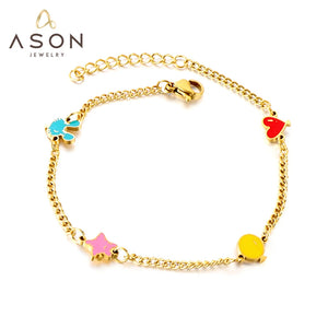 Rabbit Heart Star Balloon Charm Bracelet Stainless Steel