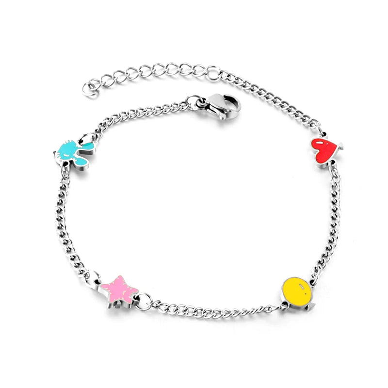 Rabbit Heart Star Balloon Charm Bracelet Stainless Steel