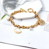 Shell Pendant Pearl Charm Bracelet Stainless Steel Bangle