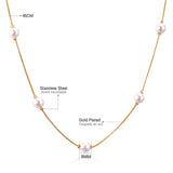 Pearl Pendant Necklace Stainless Steel Snake Chain Choker