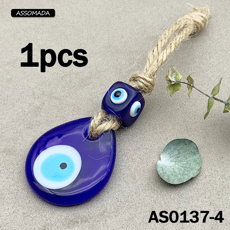 Hemp Rope Evil Eye Keychains Lucky Eye For Women Men Bag Car Eye Key Pendant
