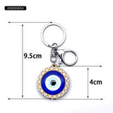 ASSOMADA Wood Evil Eye Keychain For Girl Women Men Bag Car Eyes Key Chain