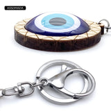 ASSOMADA Wood Evil Eye Keychain For Girl Women Men Bag Car Eyes Key Chain