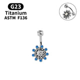 Titanium Navel Piercing Belly Button Ring with Opal Zircon