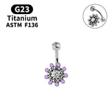Titanium Navel Piercing Belly Button Ring with Opal Zircon