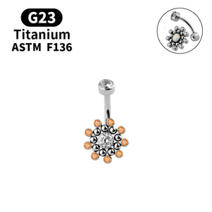 Titanium Navel Piercing Belly Button Ring with Opal Zircon