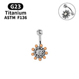 Titanium Navel Piercing Belly Button Ring with Opal Zircon