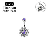 Titanium Navel Piercing Belly Button Ring with Opal Zircon
