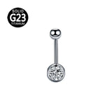 ASTM F136 G23 Titanium Double CZ Zircon Belly Button Rings