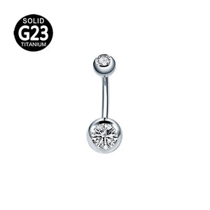 ASTM F136 G23 Titanium Double CZ Zircon Belly Button Rings