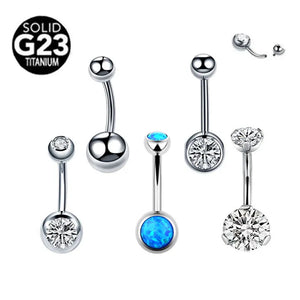 ASTM F136 G23 Titanium Double CZ Zircon Belly Button Rings
