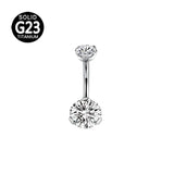 ASTM F136 G23 Titanium Double CZ Zircon Belly Button Rings