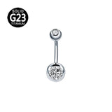 ASTM F136 G23 Titanium Double CZ Zircon Belly Button Rings