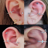 Titanium Zircon Cross Drop Earrings Women Gift Jewelry