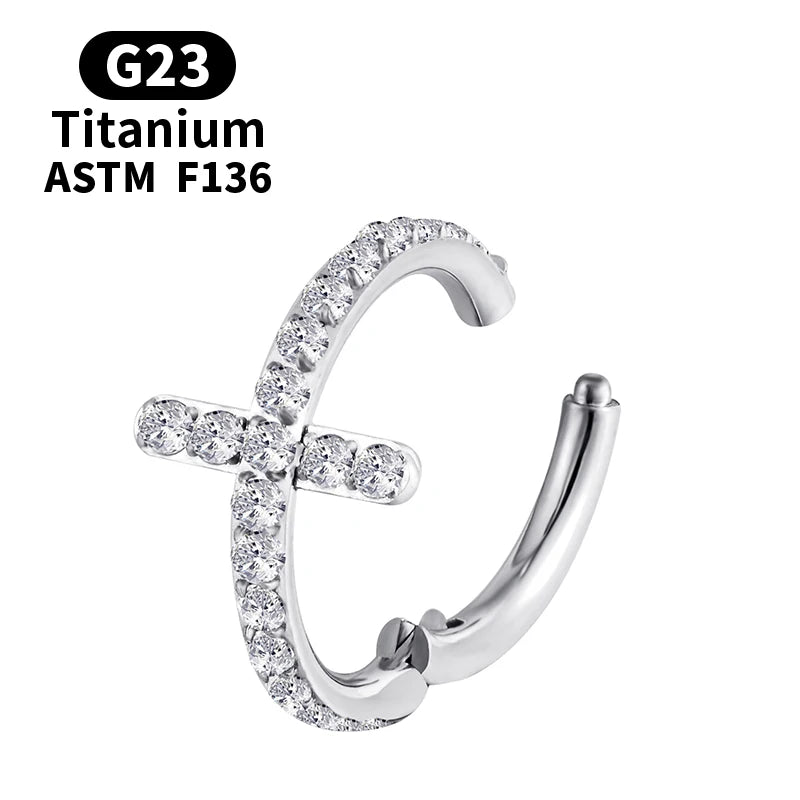 Titanium Zircon Cross Drop Earrings Women Gift Jewelry