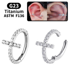 Titanium Zircon Cross Drop Earrings Women Gift Jewelry