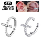 Titanium Zircon Cross Drop Earrings Women Gift Jewelry