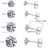 ASTM F136 Titanium Zircon Stud Earrings 2.5mm-5mm