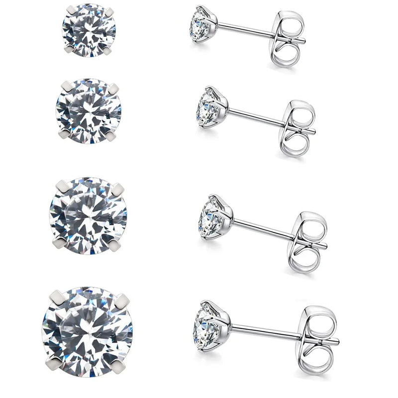 ASTM F136 Titanium Zircon Stud Earrings 2.5mm-5mm