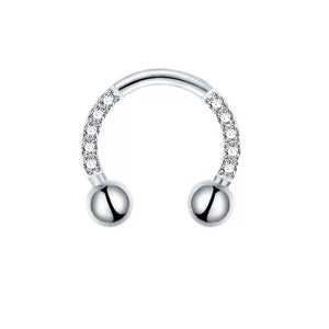 Titanium CZ Horseshoe Ball Nose Septum Ear Cartilage Tragus Piercing