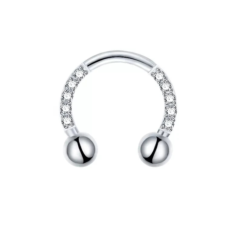 Titanium CZ Horseshoe Ball Nose Septum Ear Cartilage Tragus Piercing