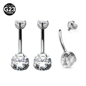 Titanium Double CZ Navel Piercing Belly Button Ring Body Jewelry for Women