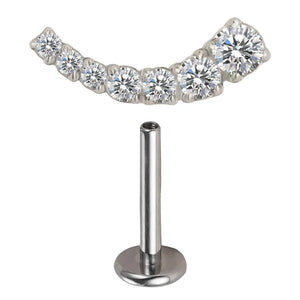 Titanium CZ Curved Prong Labret Studs Tragus Lip Ring Piercing