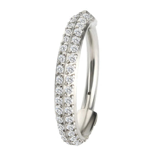 ASTM F136 Titanium Double Row Zircon Ring Nose Rings
