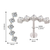 ASTM F136 Titanium 5 Prong CZ Top Ear Studs