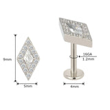 Titanium Rhombus CZ Paved Labret Stud Ear Cartilage Earrings