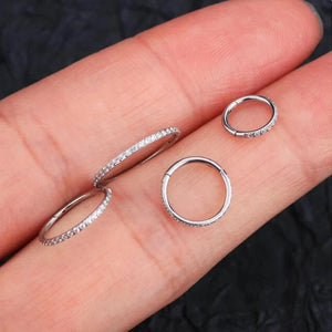 Titanium Hinged Segment Hoop CZ Pave Helix Cartilage Earring